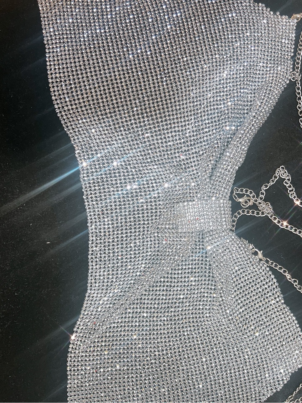 Spencer's Silver Crystal Mesh Strapless Chain Dress - Picture 5 of 5